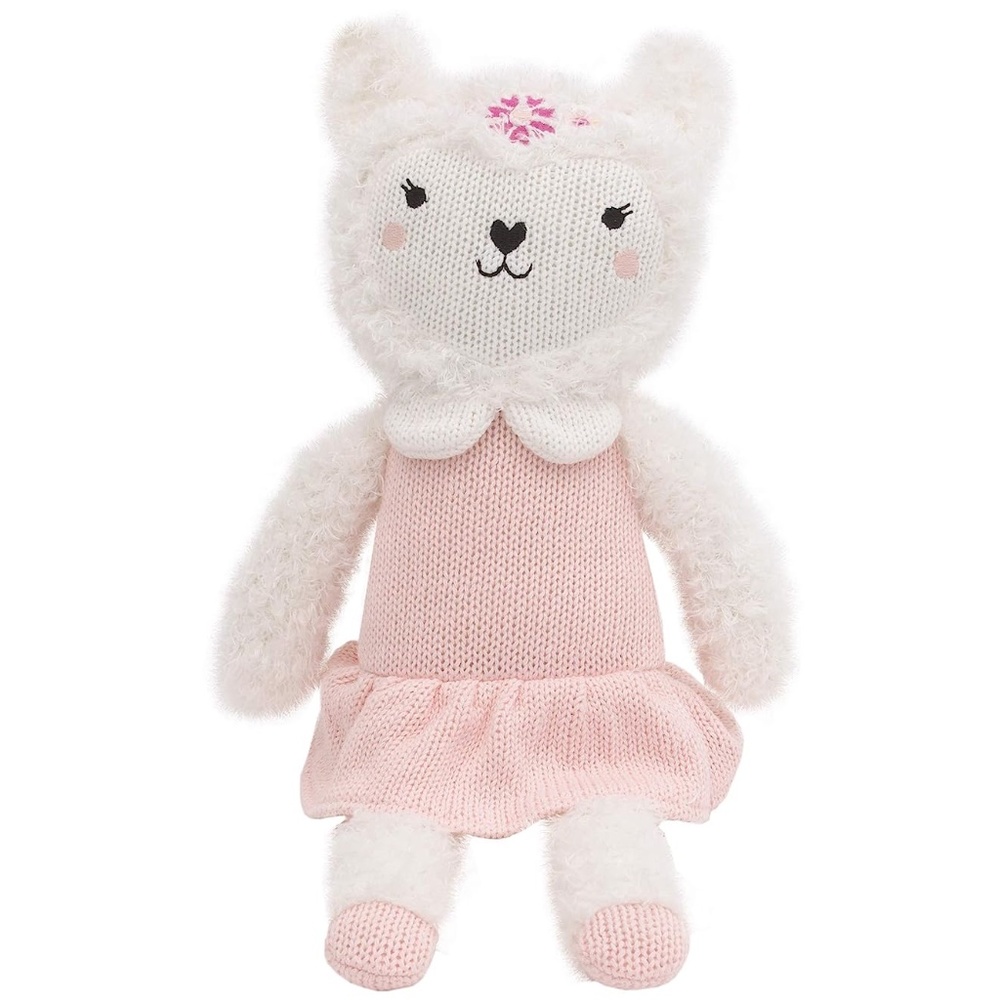 Cuddle Me: Lolly The Llama 12 in. Tall White and Pink Knit Plush Stuffed Animal